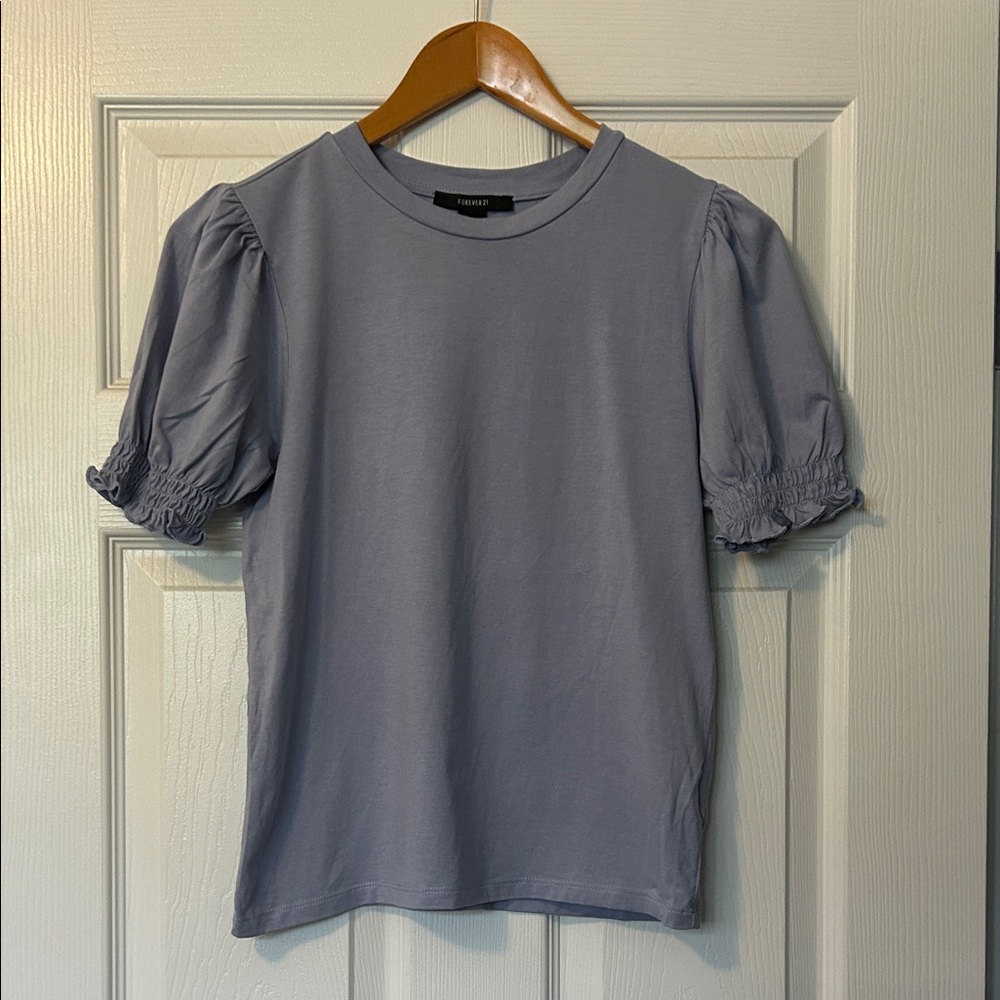 Forever 21 Puff Sleeve Tee in Blue